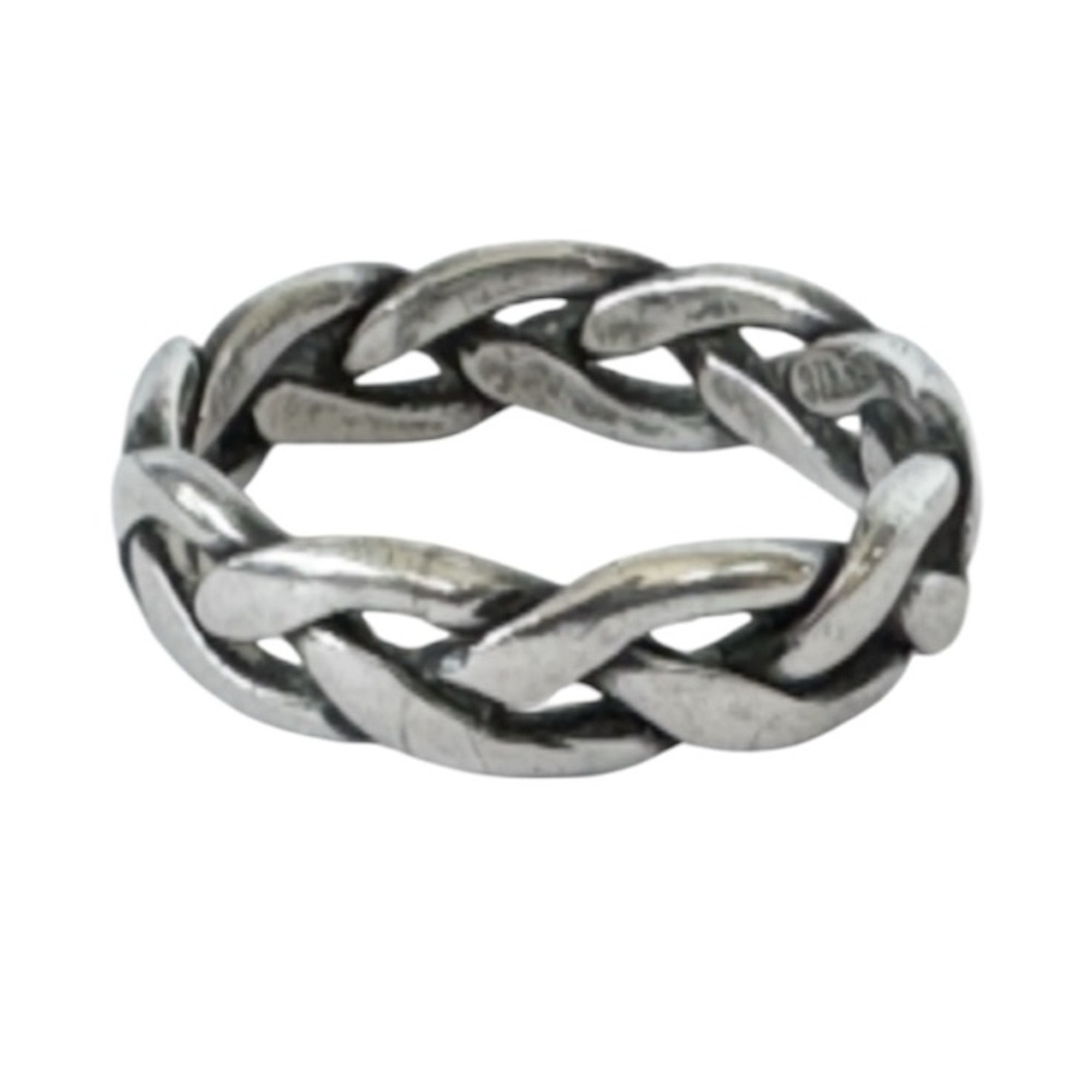 Vintage 925 sterling silver woven braid ring size 5